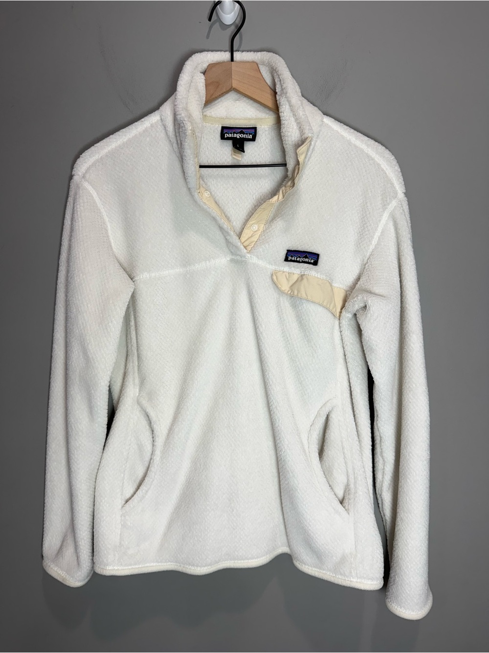 Patagonia Re-Tool Snap-T Fleece Pullover Women’s L White Ivory Polartec